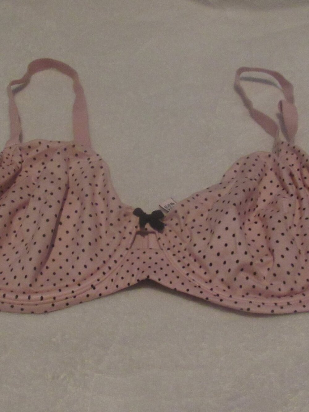Victoria's Secret Unlined Demi Pink/Bron Polka Dot Bra Size 38D USED